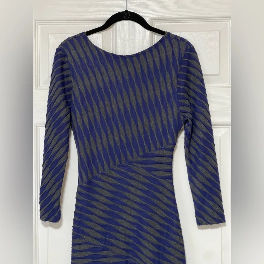Anthropologie Tracy Reese Plenty Directional Dress Midi Bodycon Blue-Charcoal M - Image 8
