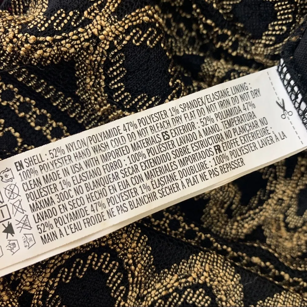 Black & Gold Metallic Long Sleeve Bodycon Dress Size Small - Image 12