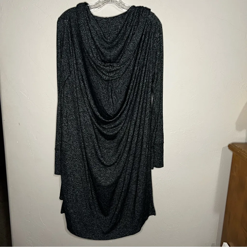 Athleta Harmony Wrap II Heathered Gray Drapey Hooded Open Front Cardigan - Image 12