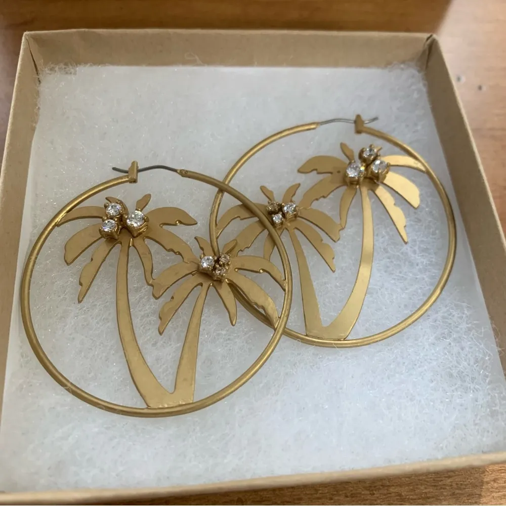 Juicy Couture Pam & Gela Palm Trees Gold Hardware Earrings with Silver Crystals - Image 5