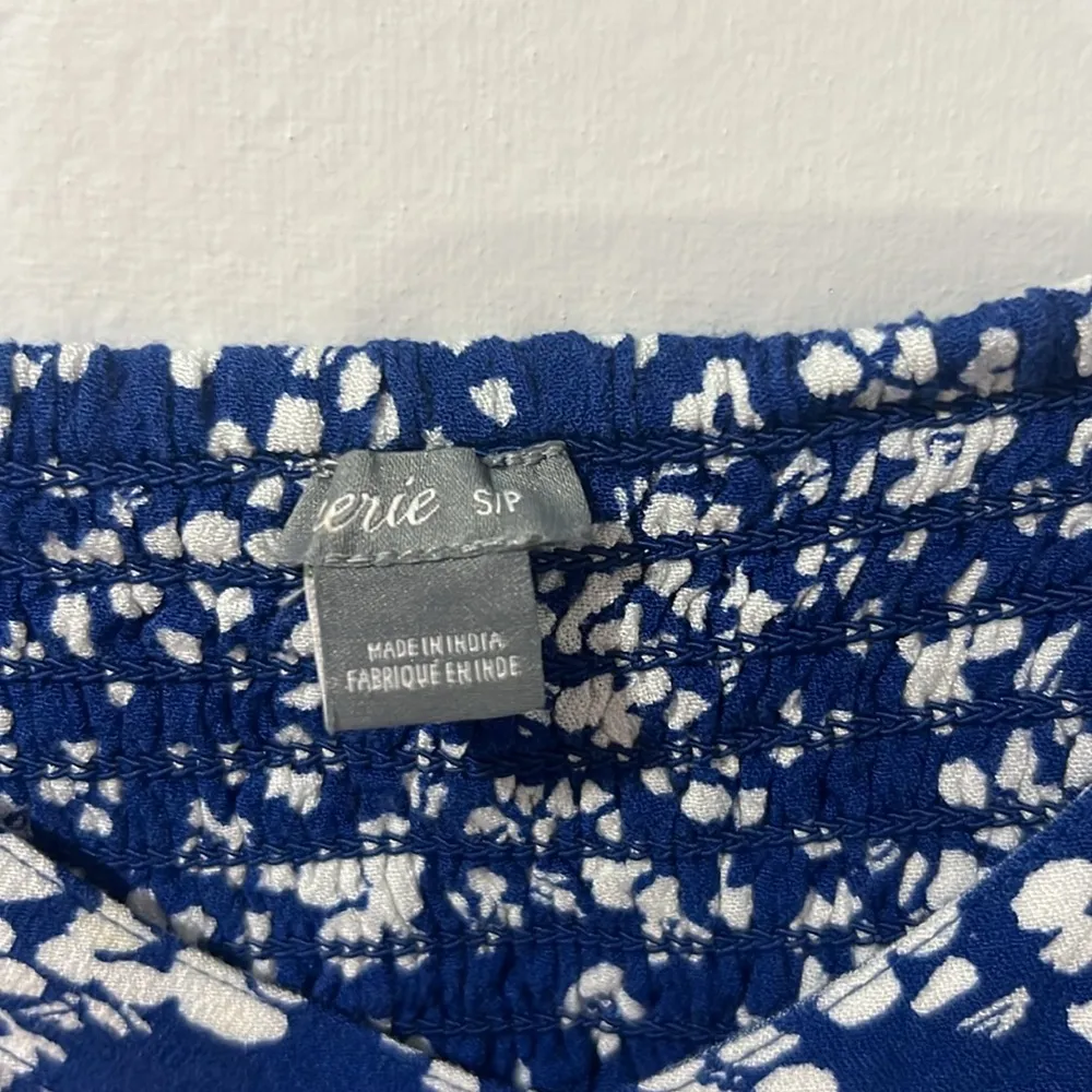 Aerie cut-out cropped wide leg jumpsuit blue and white floral sz small - Image 2