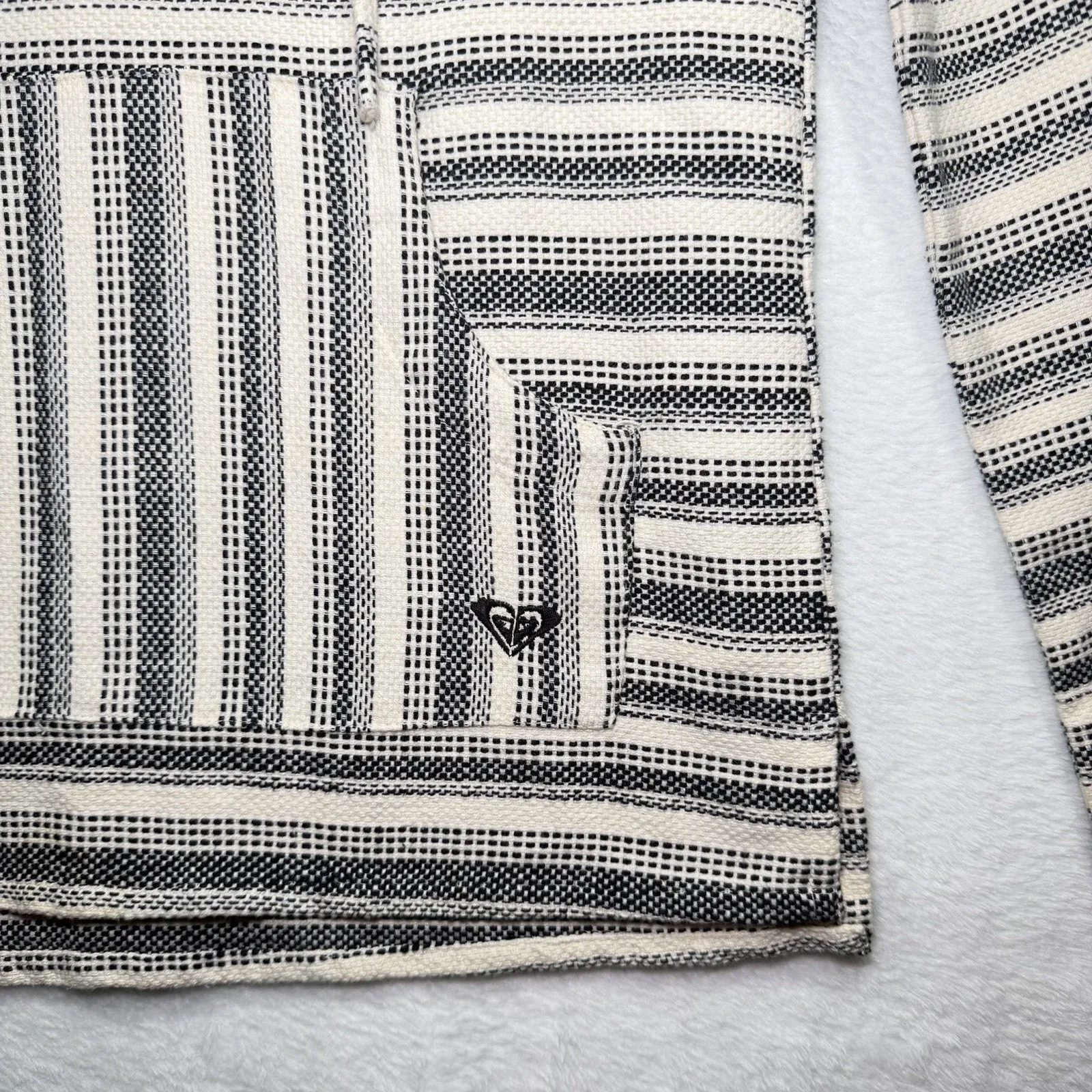 Roxy Baja Beach Canvas Poncho Striped Tequila Hoodie Women’s Size XS - Image 3