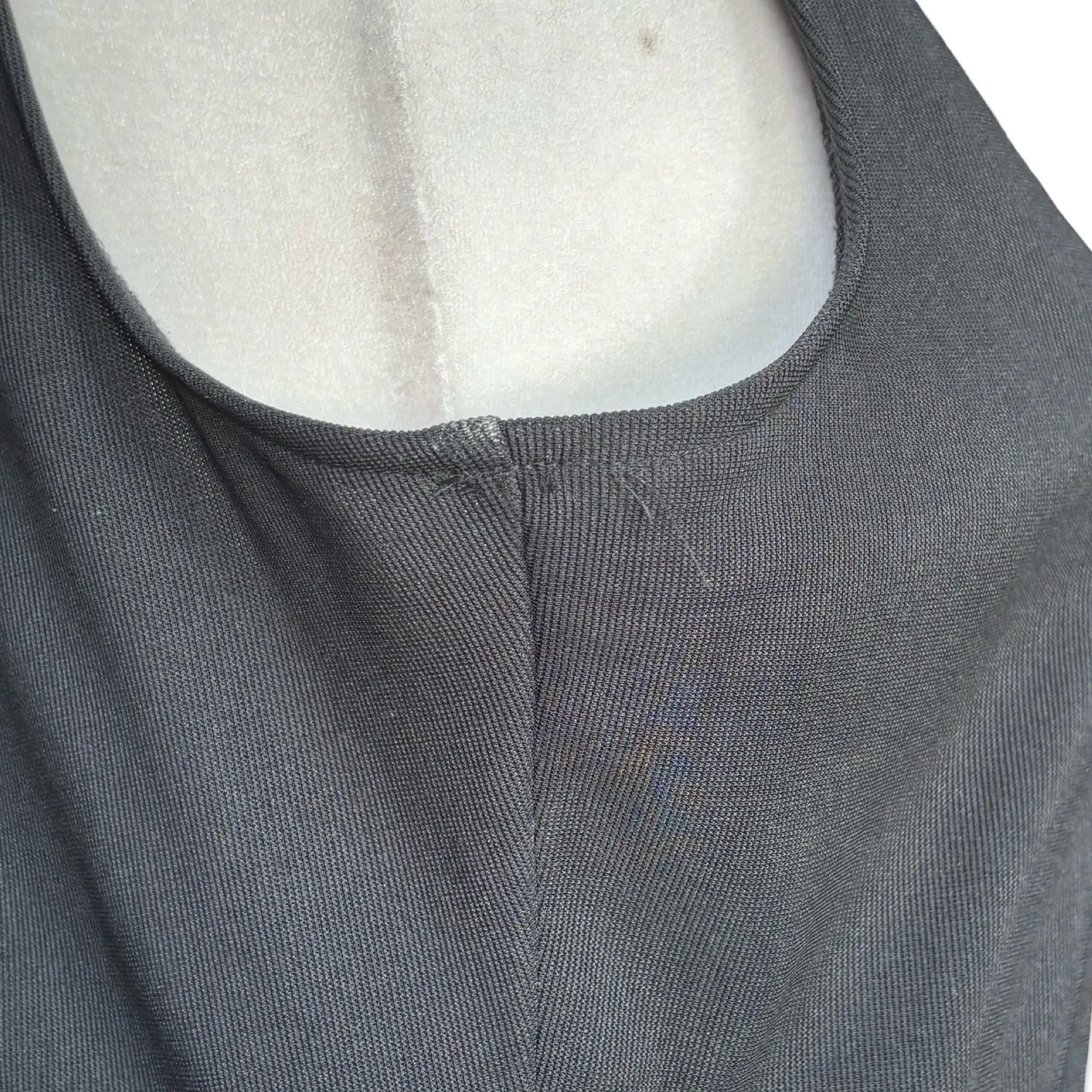 Vintage Black Mesh Cutout Maxi Dress Sleeveless Bodycon Column Gown Minimal 6 - Image 7