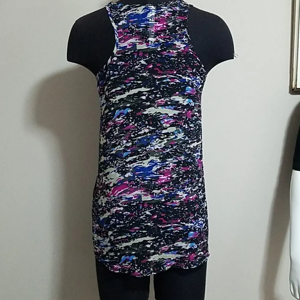 Kensie Black, Cream, Blue, & Pink Tank Top (S) - Image 2