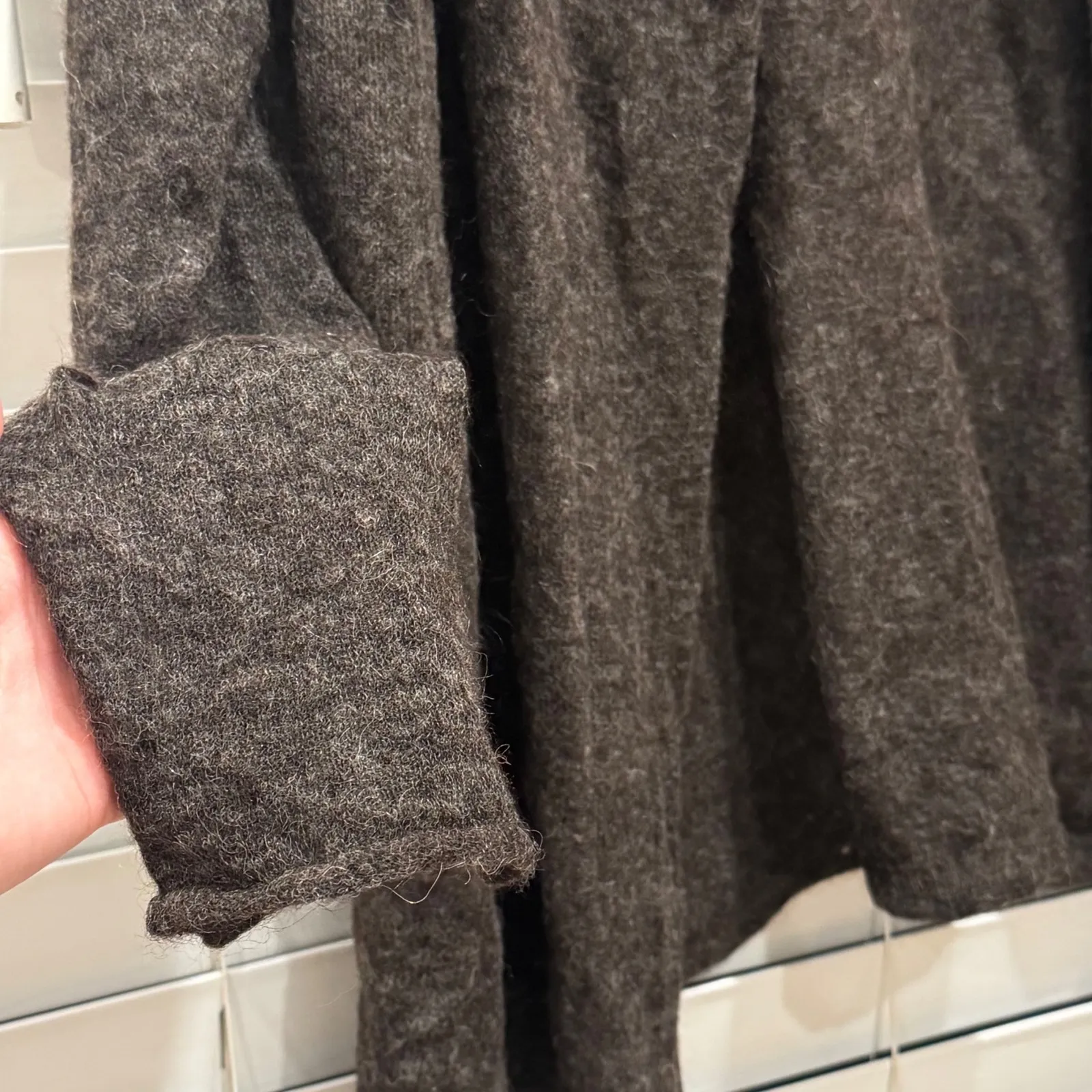 Hartford Alpaca Blend Knit Draped Cardigan Brown Size 2 Cozy Bohemian Layering - Image 4