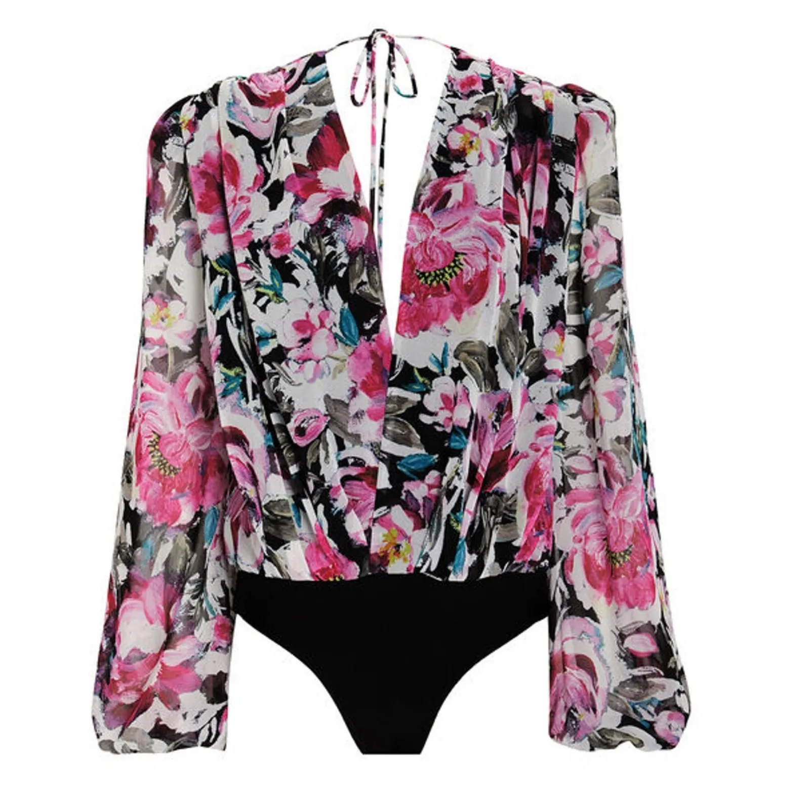 Ronny Kobo Mika Floral Crepe Bodysuit Pink - Image 2