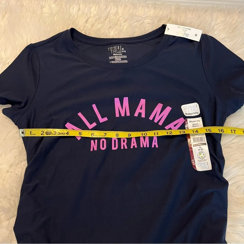 Maternity Short Sleeve T Shirt Size Small All mama No drama Soft Stretchy Blue - Image 5