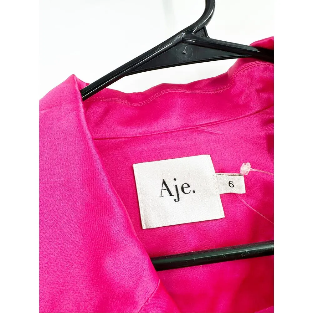 AJE Echo Mini Shirt Dress in Hot Pink Satin NEW Size 2 - Image 8