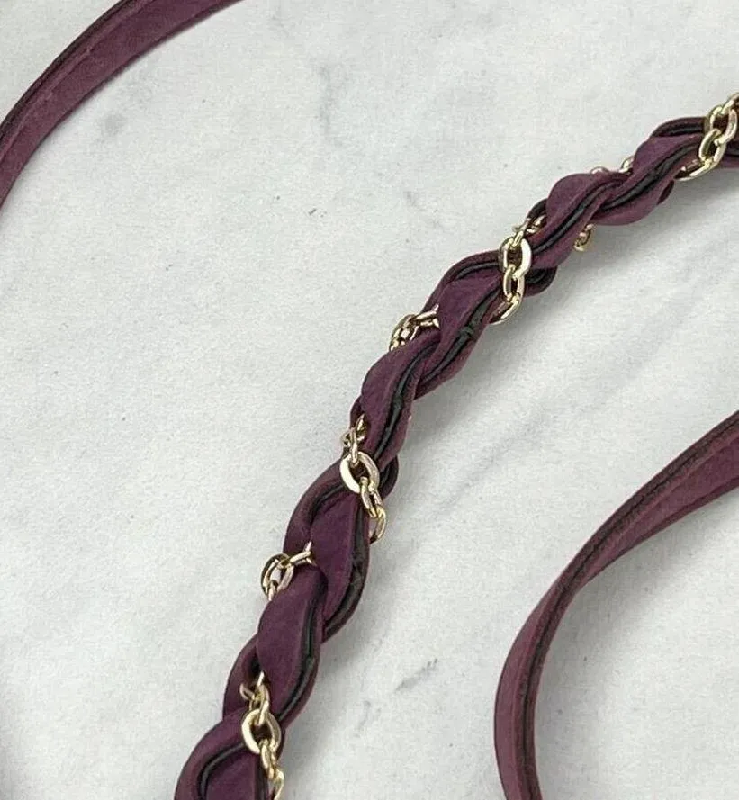Purple Faux Suede Gold Tone Chain Woven Tie Belt One Size OS - Image 2