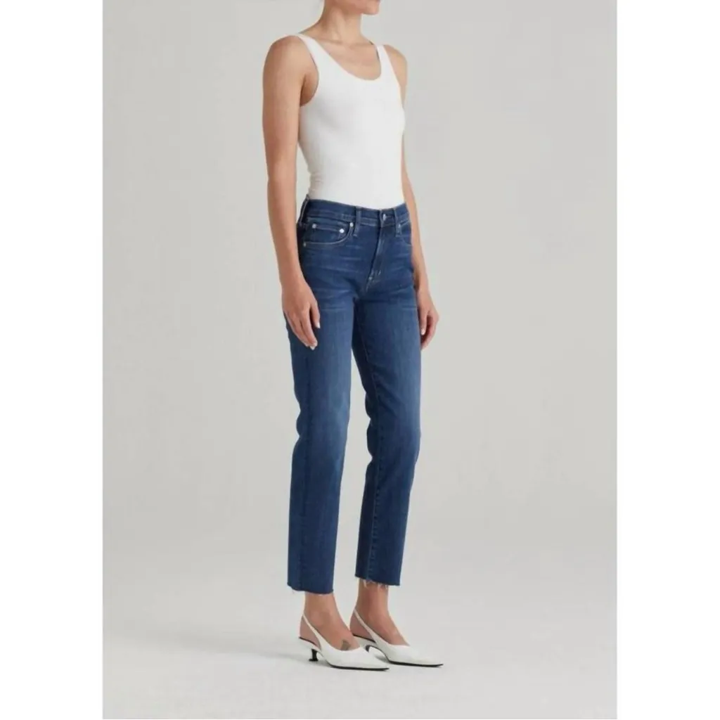 Edwin Bree Midrise Straight Raw Hem Deja Blue Wash Jeans Size 28 - Image 2