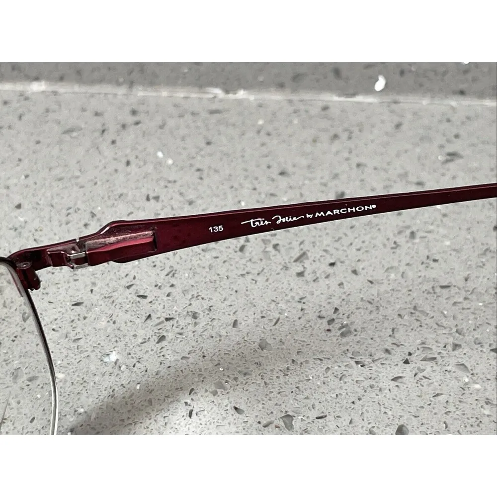 TRES JOLIE by Marchon 149 603 50 16 135 FRAMES Only EYEGLASSES red full rim - Image 7