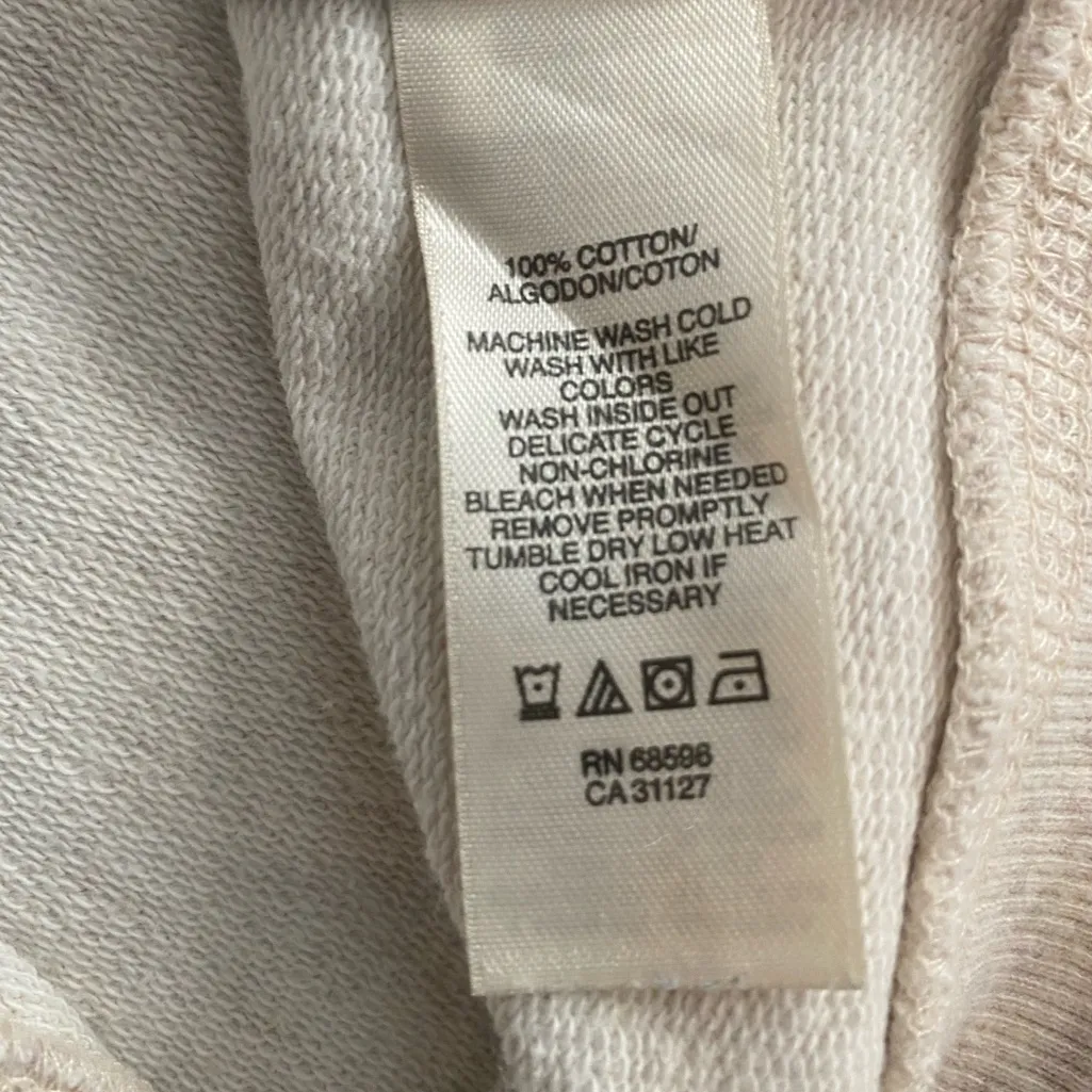 DKNY Jeans Womens Hoodie Cream Blue Striped 100% Cotton Pullover - Size Xl - Image 9