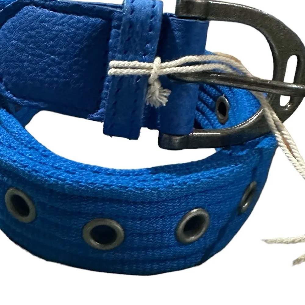 NWT Free People Avril Grommet Leather Woven Extra-Long Belt in Cobalt Blue - Image 5