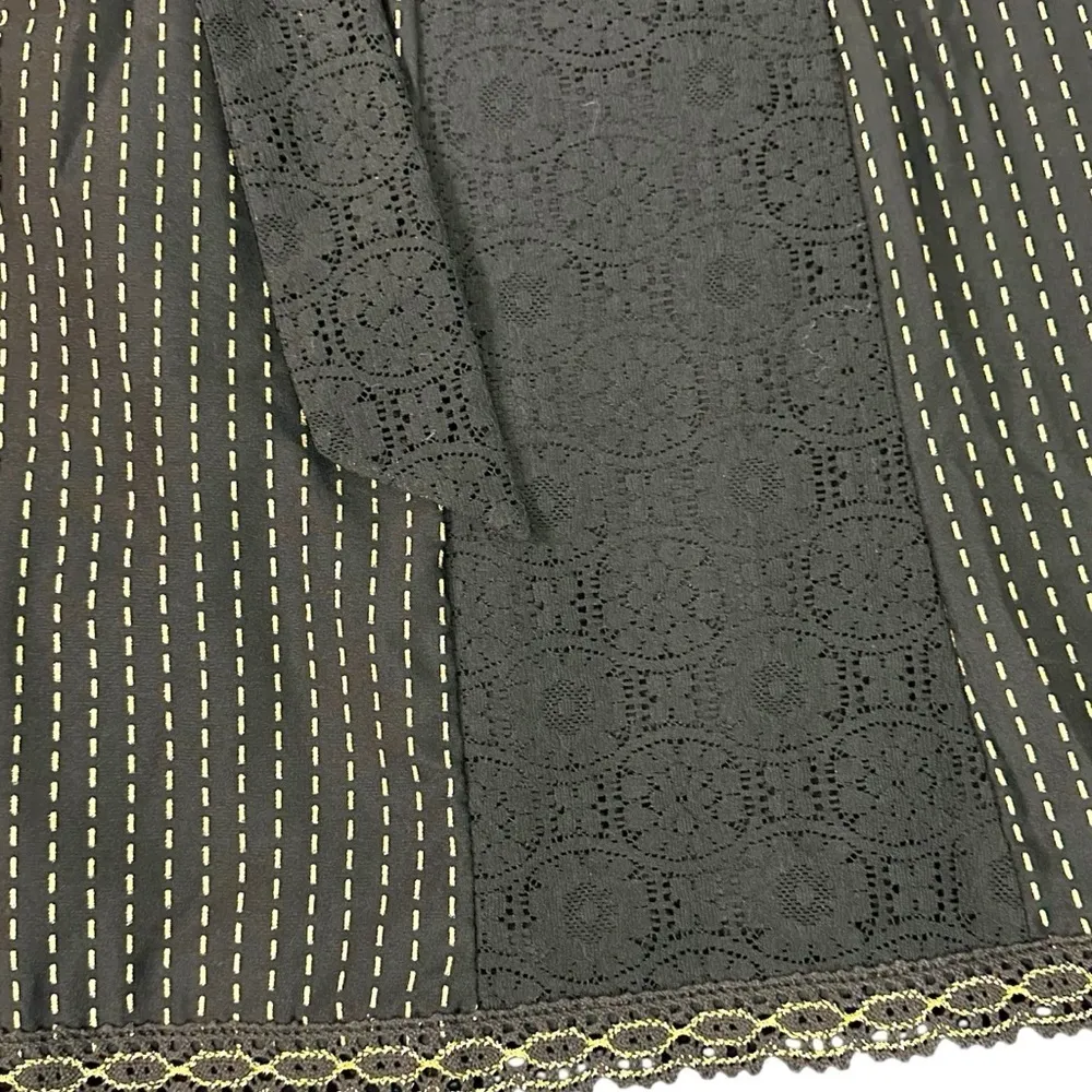 Vintage 70s Tumbleweeds Witchy Maxi Skirt Black Lace Velveteen Medium Edwardian - Image 10