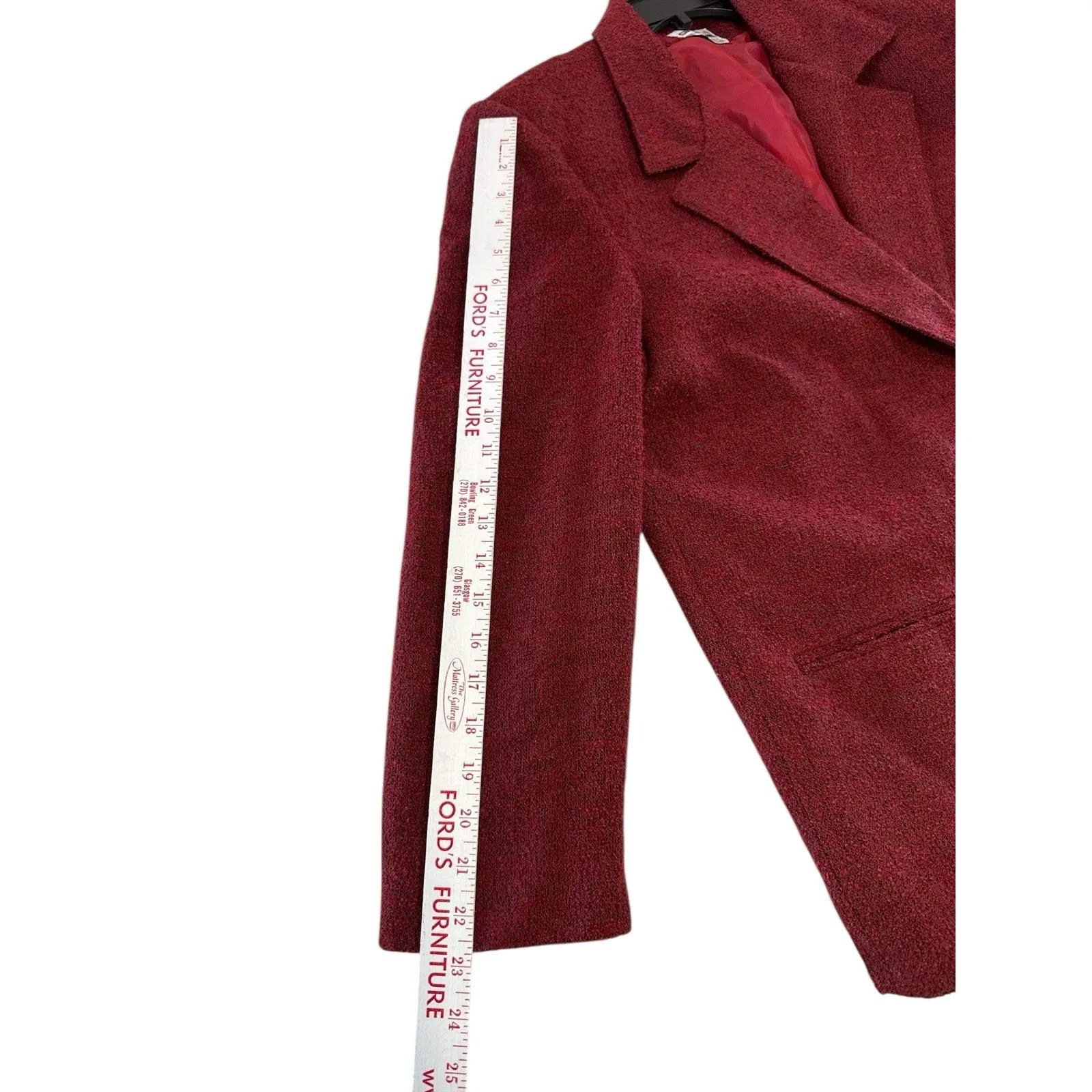 Vintage 80's Country Suburban Red Tweed Blazer Jacket 12 Made In USA ILGWU Union - Image 7