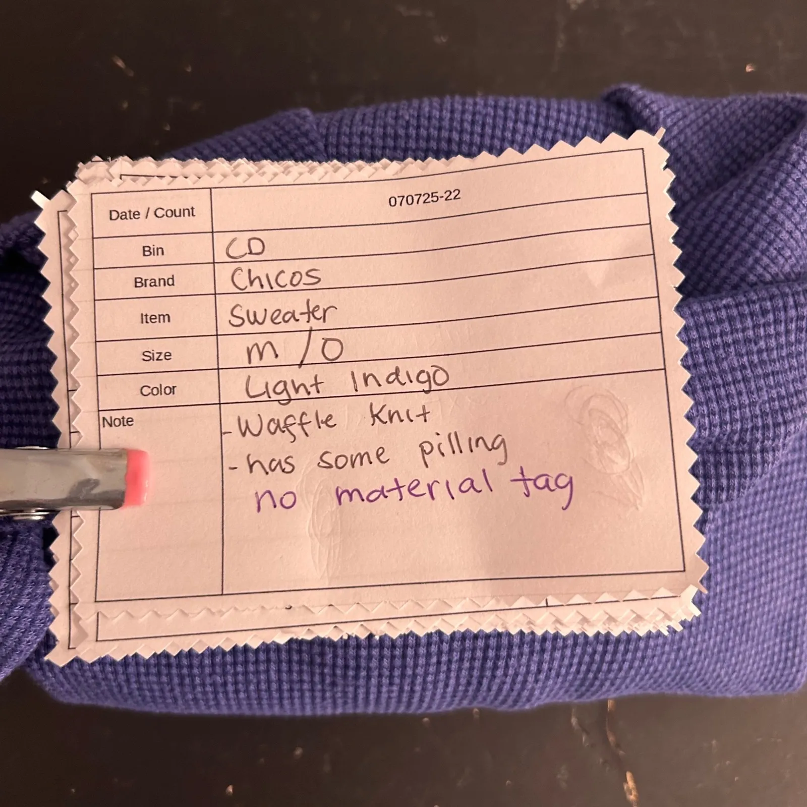 Chicos Womens‎ Sweater Size Medium or 0 Waffle Knit Cowl Neck Pullover - Image 6