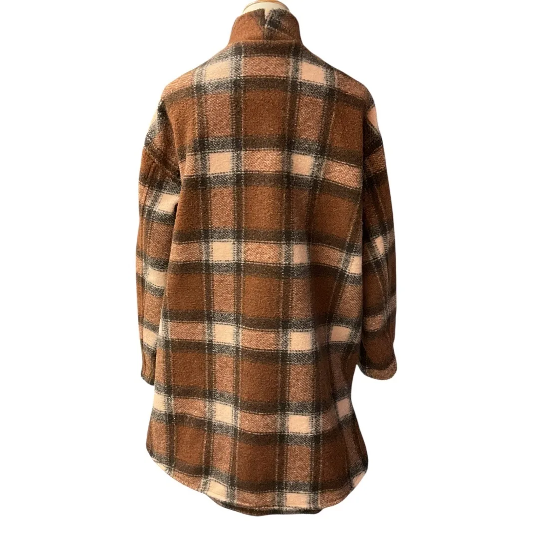Blank NYC Plaid Cocoon Wanderer Lined Long Sleeve Button Closure Pea Coat Size M - Image 6