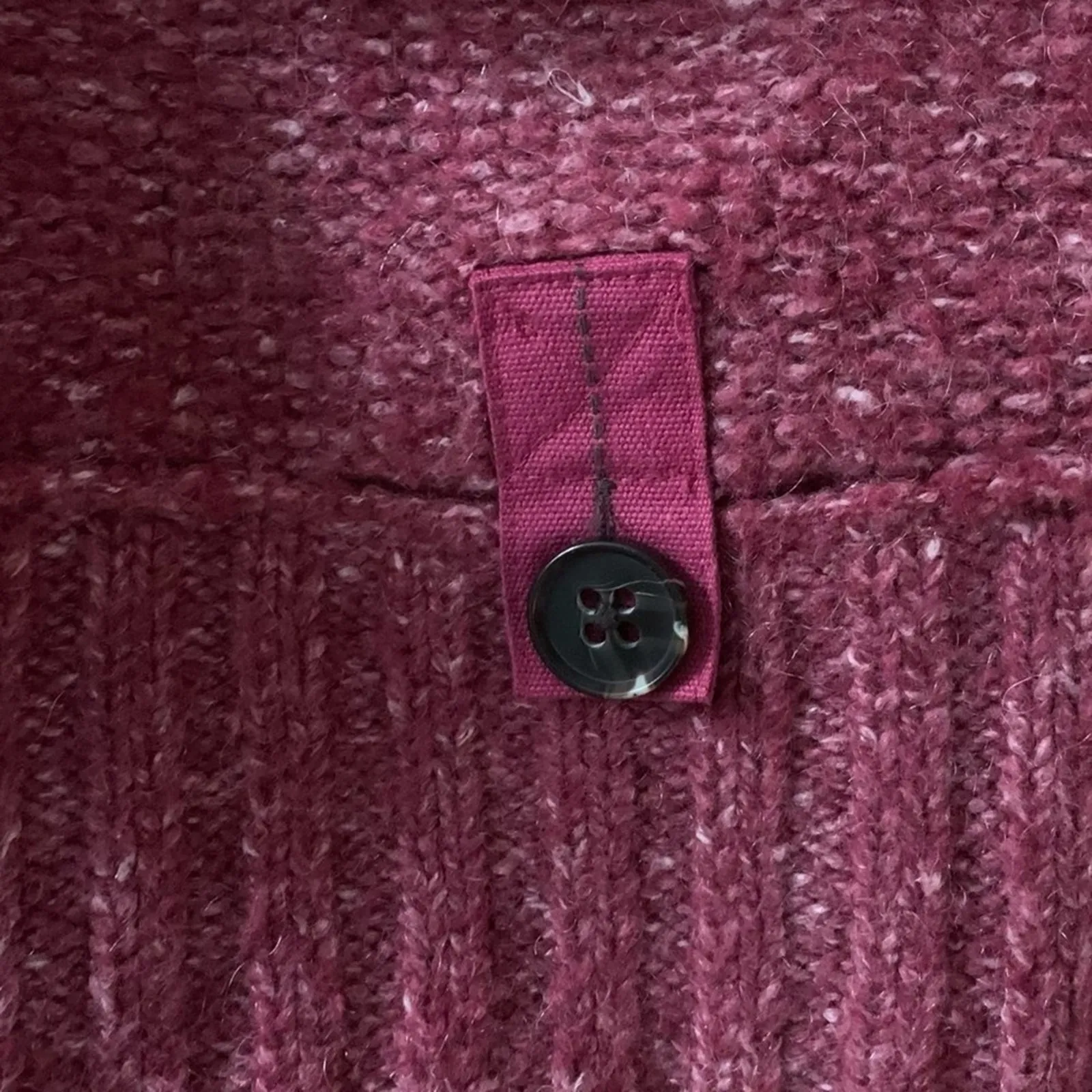 Lole  M Wool Blend Marled Red Collared Button Popover Pullover Sweater Key Pocket - Image 9