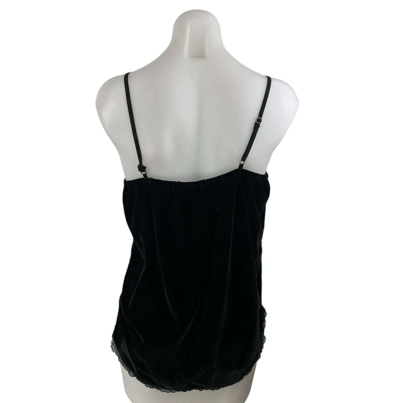 WhoWhatWear Black Velvet Velour Lace Sleeveless Cami Camisole Tank Top Size S - Image 2