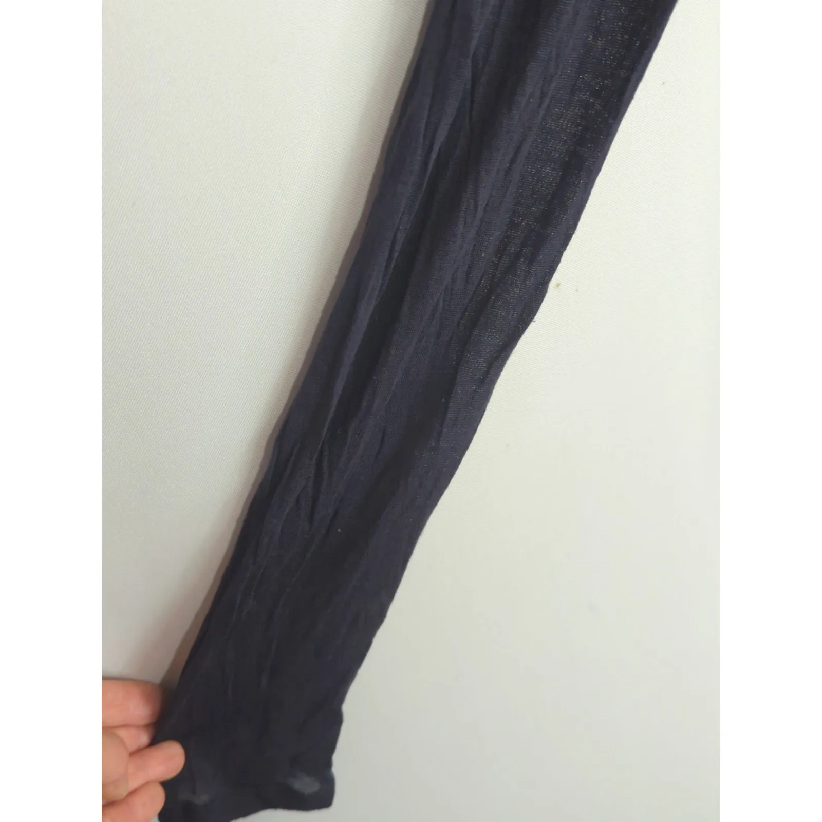 Vince Navy Blue Sheer Back Neck  Long Sleeve Crew Neck Casual‎ Top Womens MEDIUM - Image 2