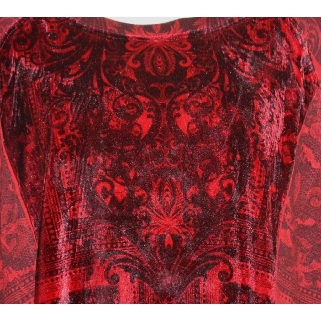Dressbarn Womens 3X Red Velvet Long Sleeve Blouse Top Whimsigoth Dark Romance - Image 3