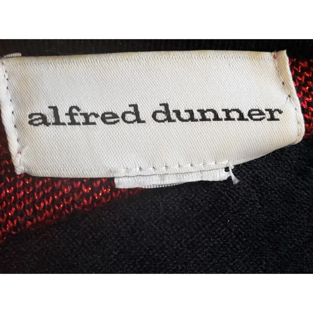 ALFRED DUNNER Cardigan Sweater Womens Large Black & Red Long Sleeve Round Neck - Image 3