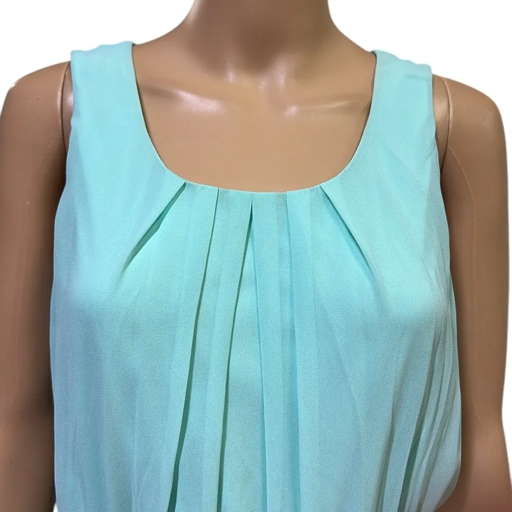 Maurices Sleeveless Mint Green Pleated Ruffle Elastic Waist Dress Womens Small - Image 2