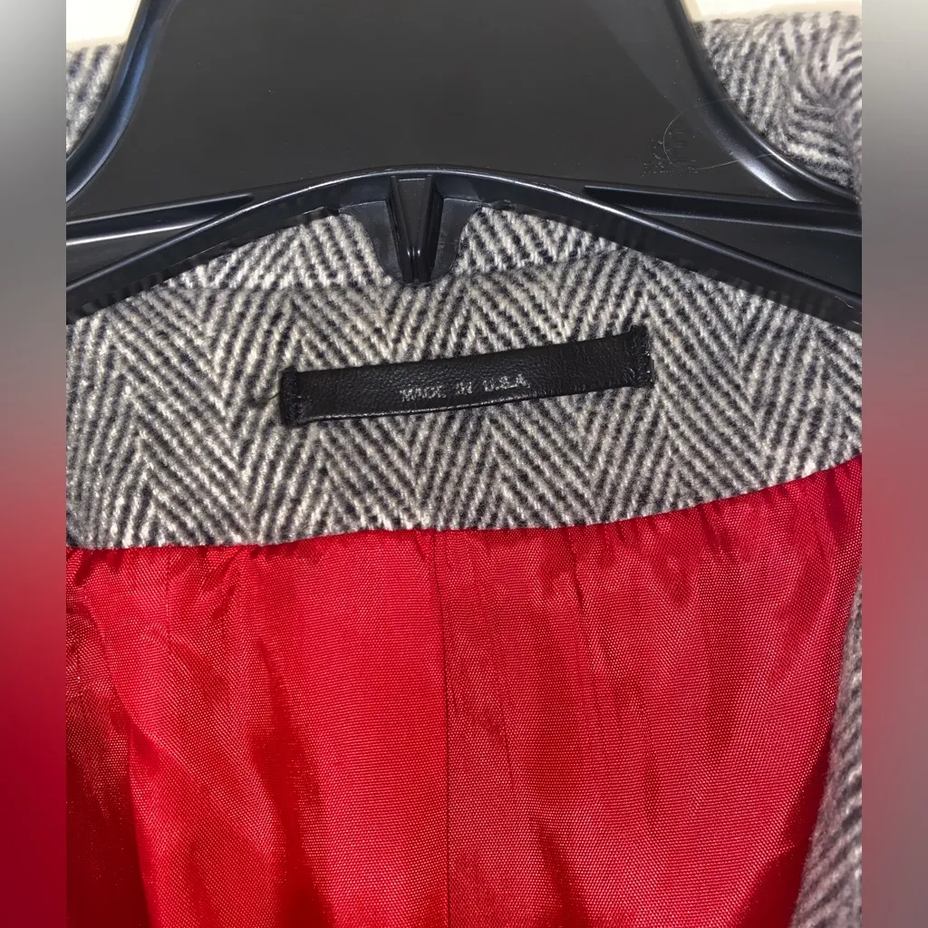 Vintage Union Made Abbmoore Wool Blend Grey Herringbone Coat/Jacket Made in USA Gray Size L - Image 6