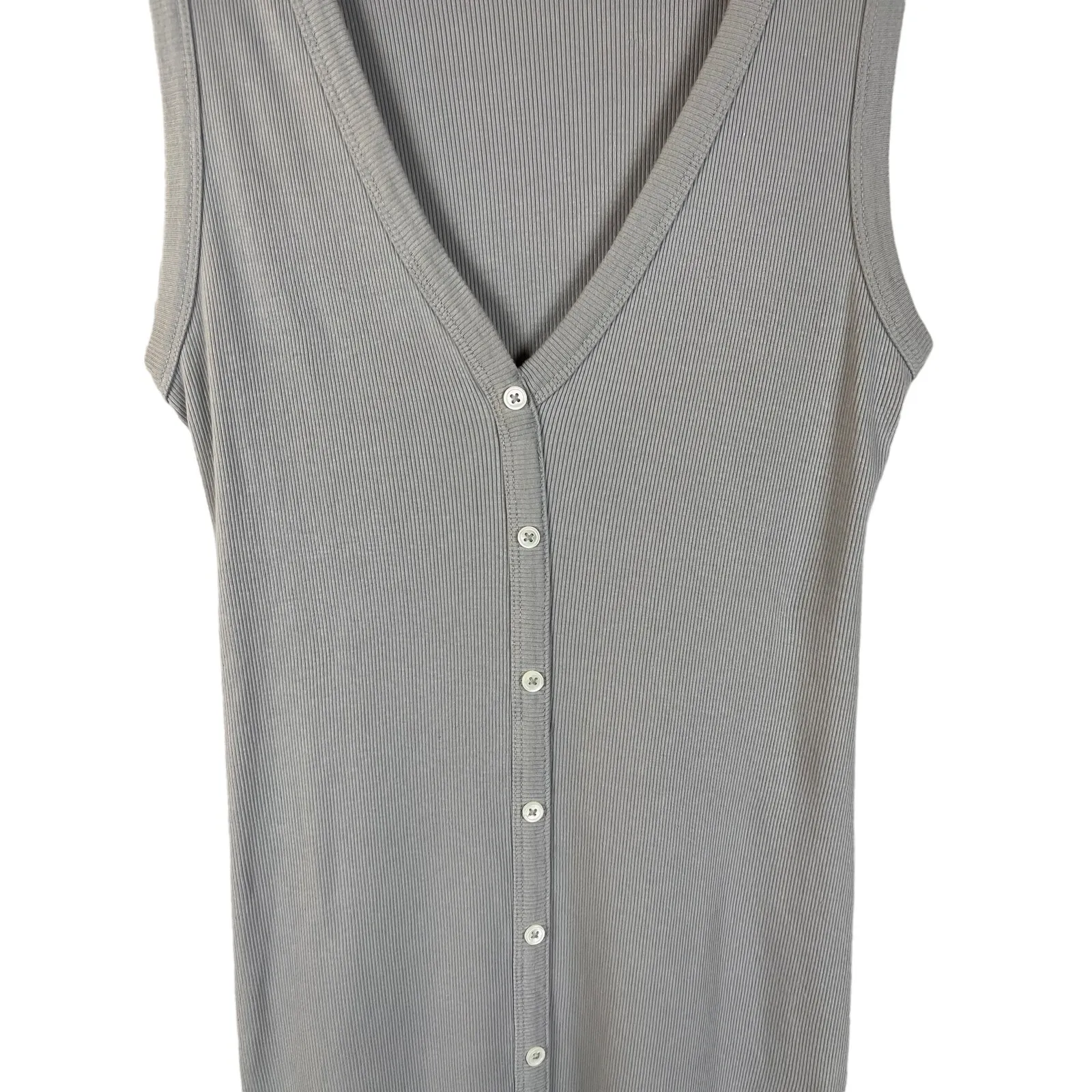 James Perse Ribbed Stretchy Gray Midi A-Line Dress Size‎ Medium - Image 3