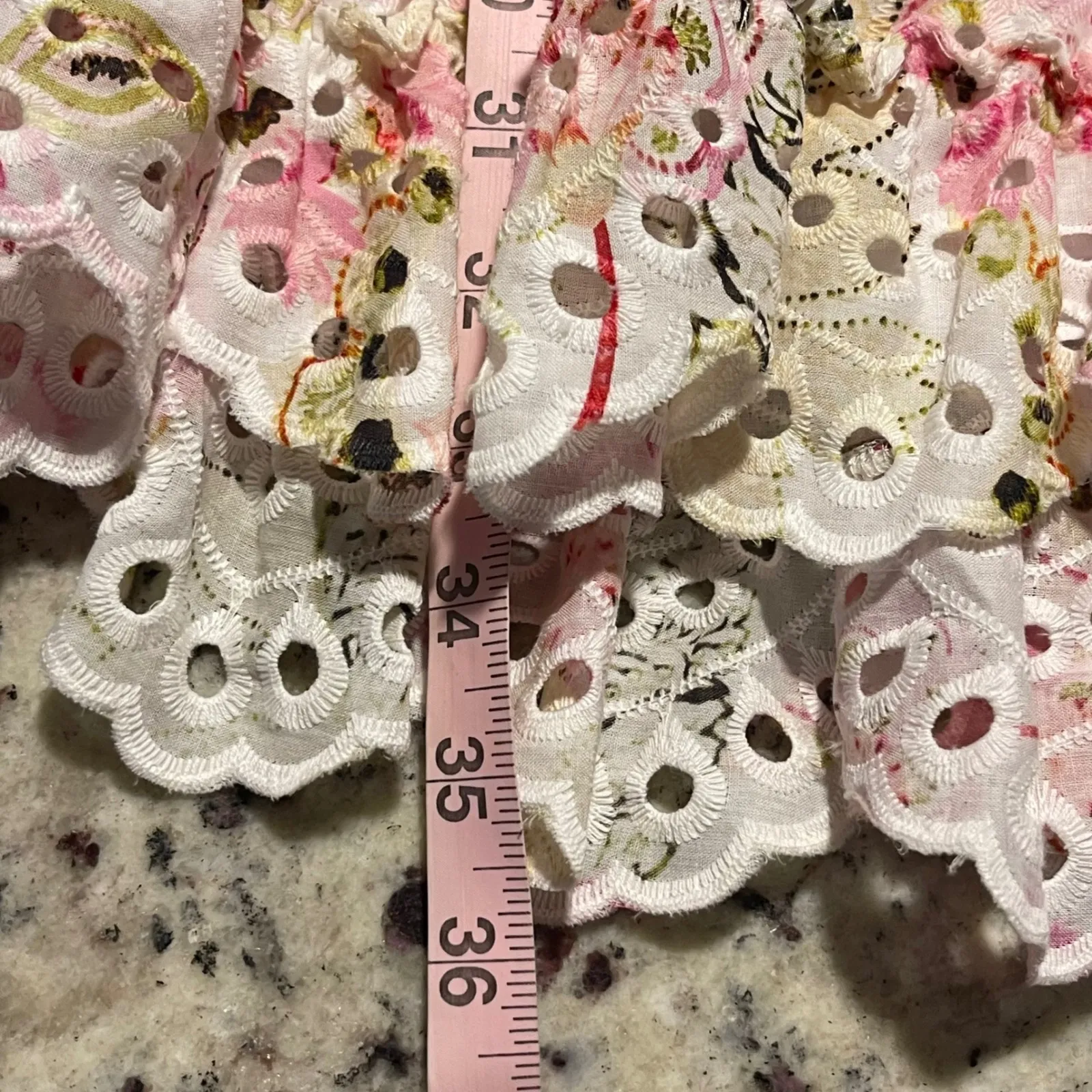 MISA Los Angeles Embroidered Eyelet Ruffle Tiered Dress Pink Floral Medium - Image 11