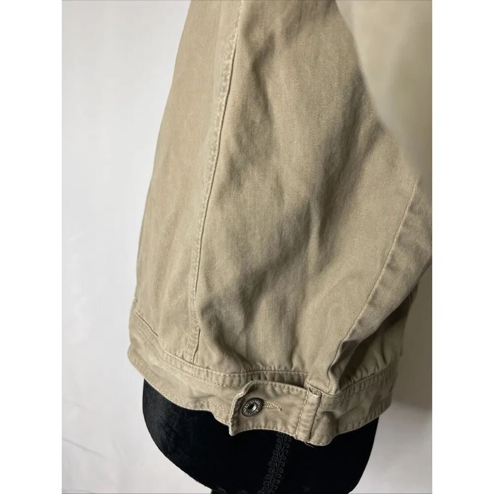 Faded Glory Tan Button Up Soft Jean Jacket Size LARGE 100% Cotton - Image 3