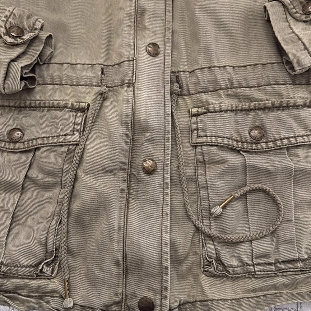 Max Jeans Tencel Military Utility Jacket Olive Green Size medium - Image 4