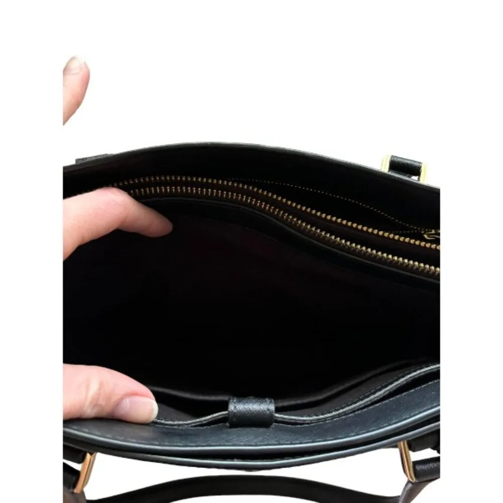 Women's AUTH Tory Burch Black Leather Emerson Top Zip Tote & Matching Wallet EUC - Image 3