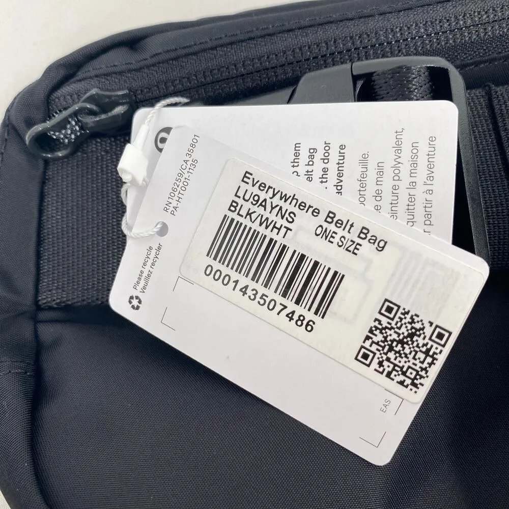 Lululemon Black & White Wordmark Logo Everyday Belt Bag NWT - Image 11