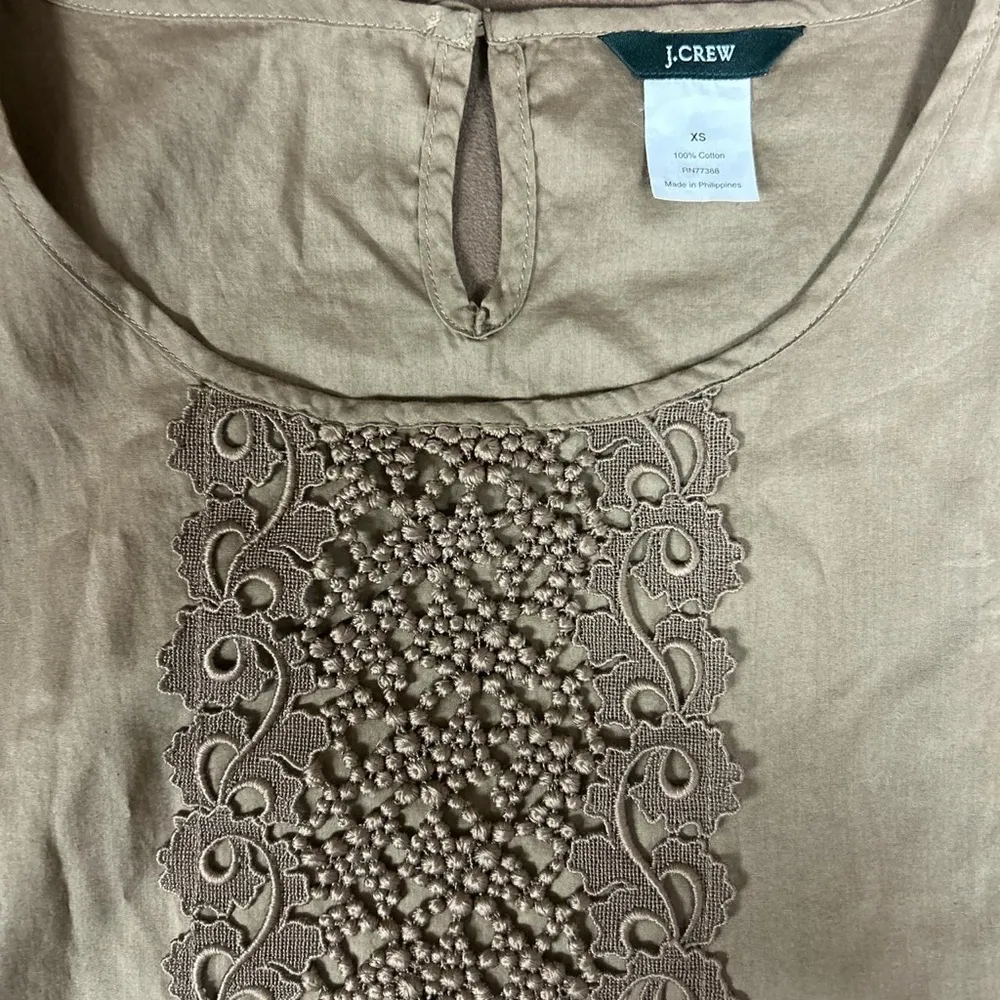 J Crew Garden Lace Embroidered Midi Dress 100% cotton khaki color size XS - Image 4