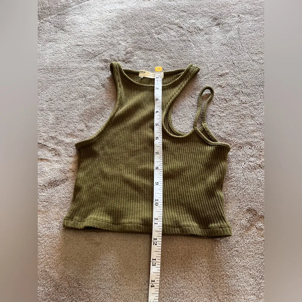 PULL & BEAR Olive Ribbed Super Stretch Shoulder Cut - Image 5