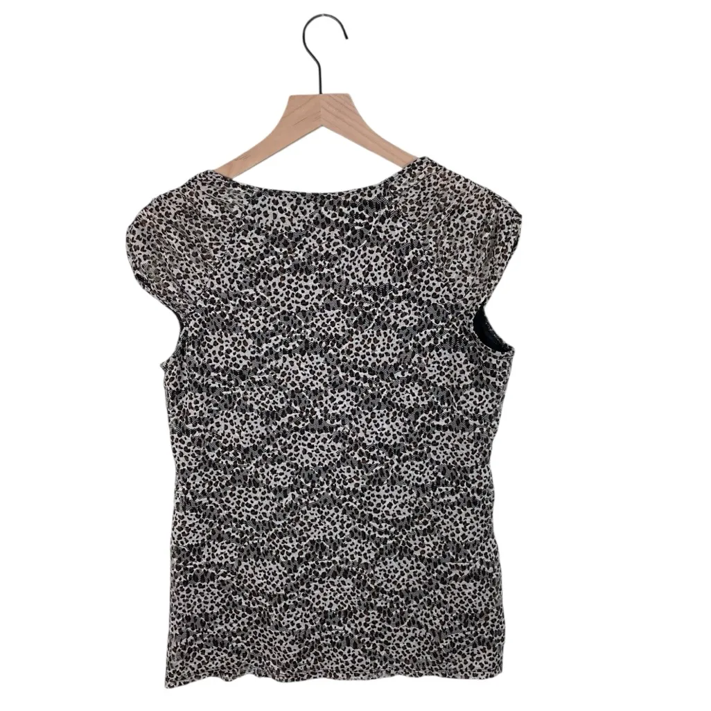Vintage Y2K Fashion Bug Mesh Lace Ruched Top Size Medium Corset Style Leopard - Image 3