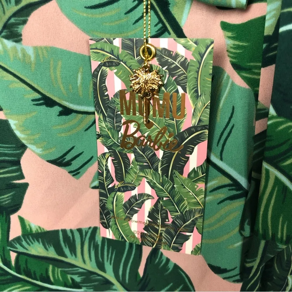 Show Me Your Mumu X Barbie Raquelle Green Floral Romper L - Image 5