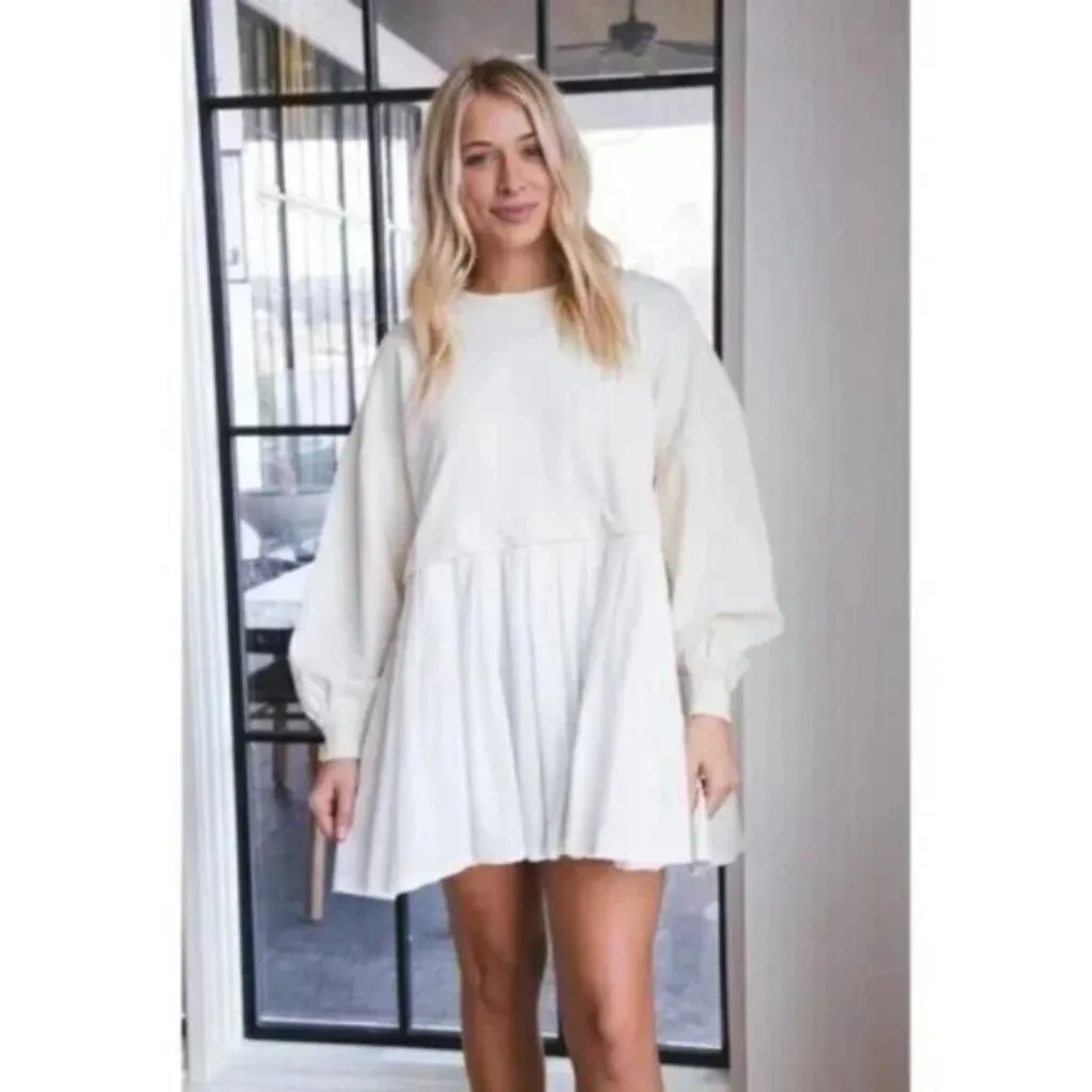 FREE PEOPLE Eleanor Sweatshirt Dress in Grey Combo Size Small - Image 11