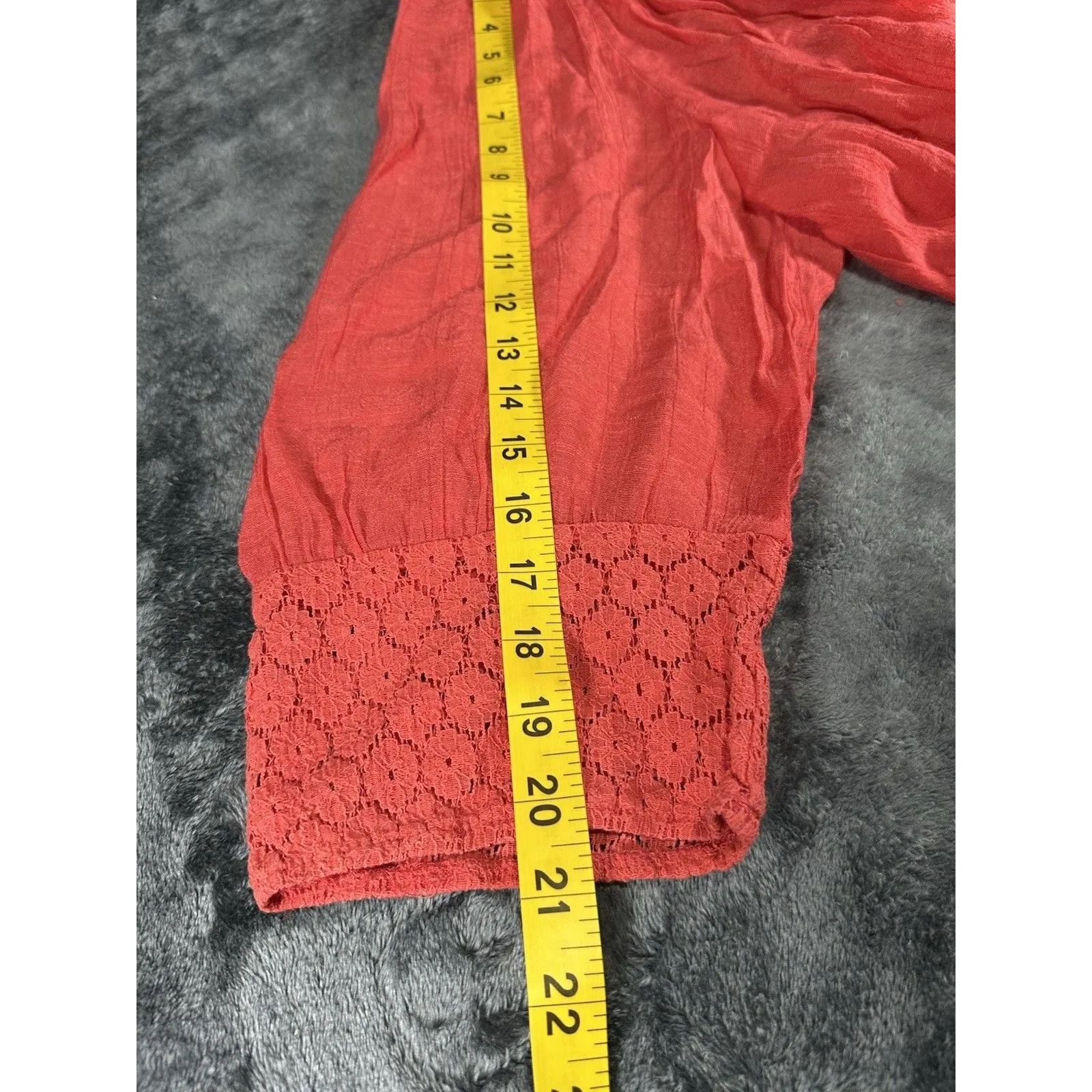 Zac & Rachel Women's Coral Orange Tunic Top Plus Size 1X Roll Tab Sleeve V - Image 6