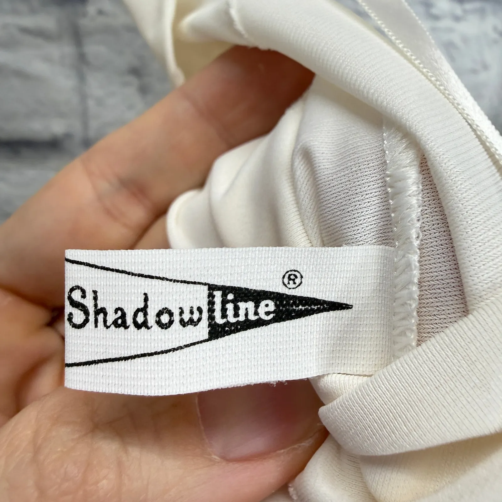 Vintage Shadowline Full Slip Size 36 Off White Scalloped Hem Knee Length Lace Size L - Image 8