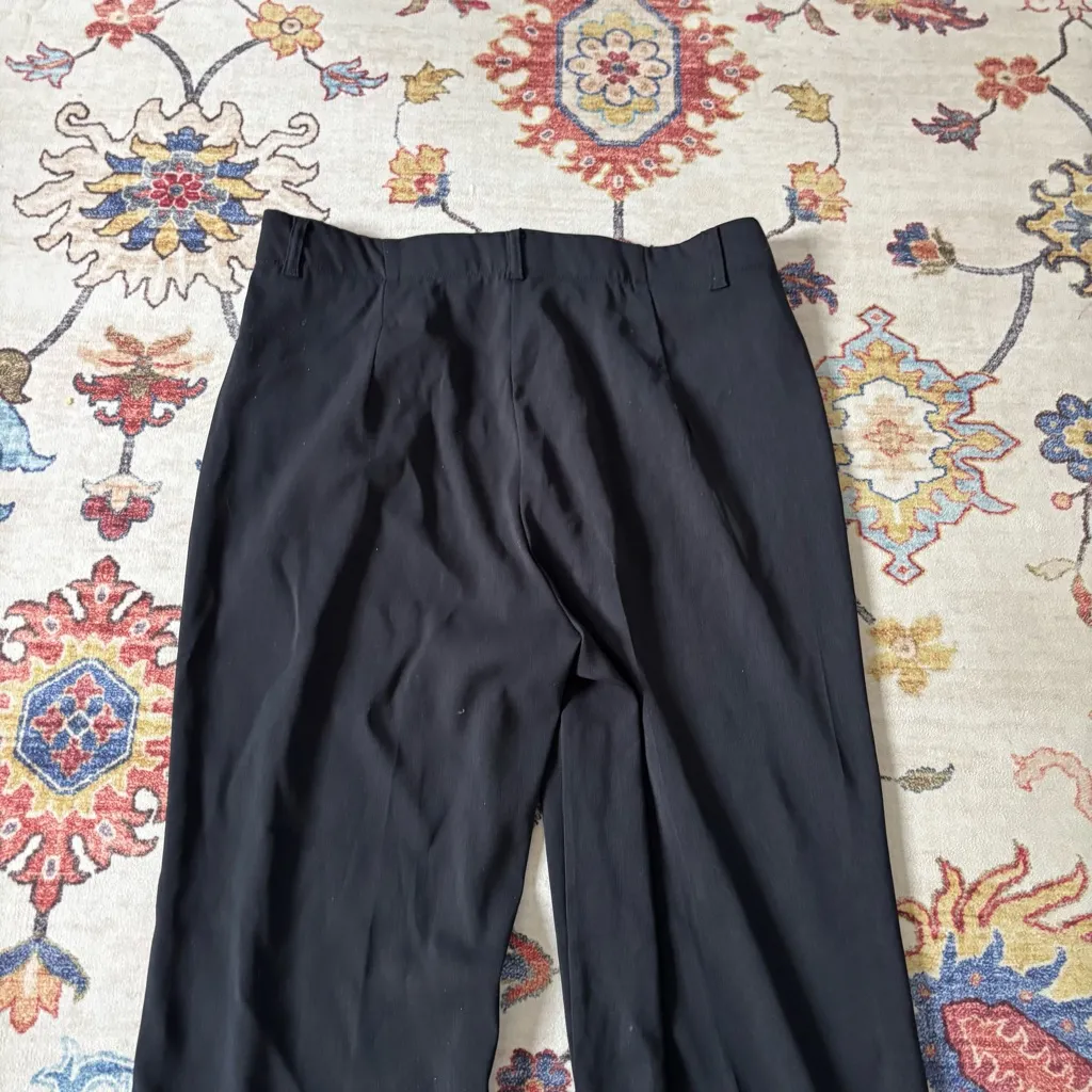 Max Studio Navy Blue High Waisted Trousers Pleated Straight Leg - Image 4