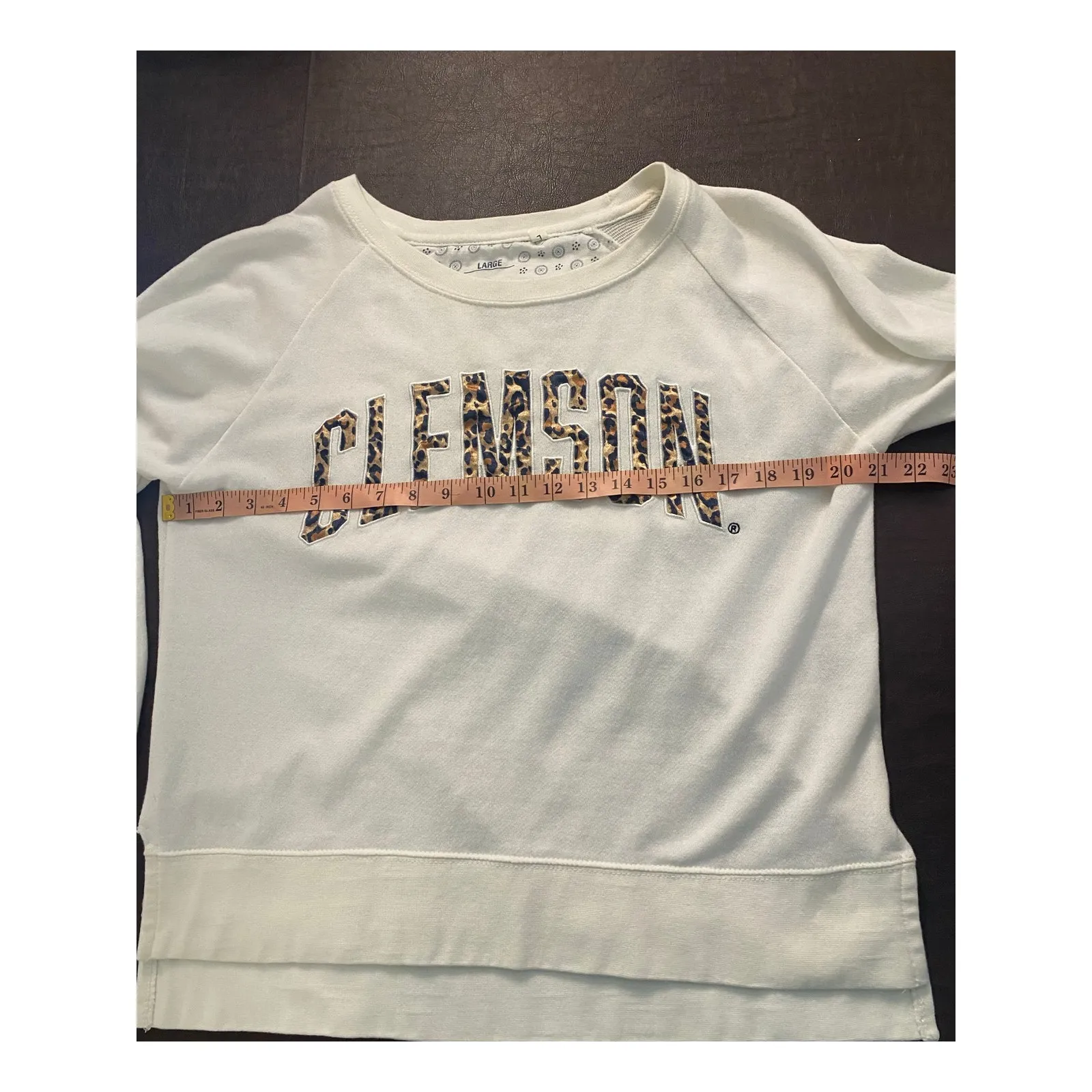 Clemson Leopard Print Sweatshirt Three Square by Royce Apparel Women’s Large‎ White - Image 5
