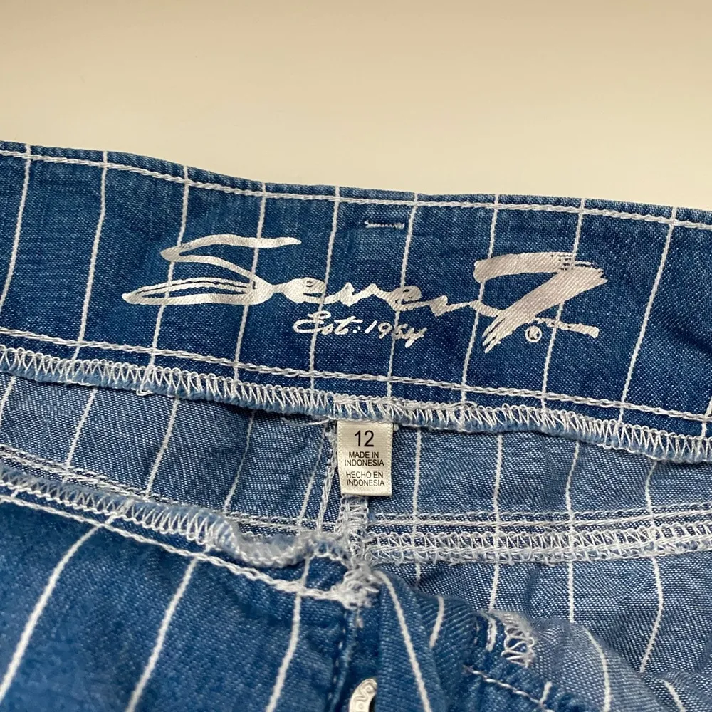 NWT Seven7 Wide Leg Striped Pant 6" Inseam Belted With Patch Pocket Size 12 - Image 6