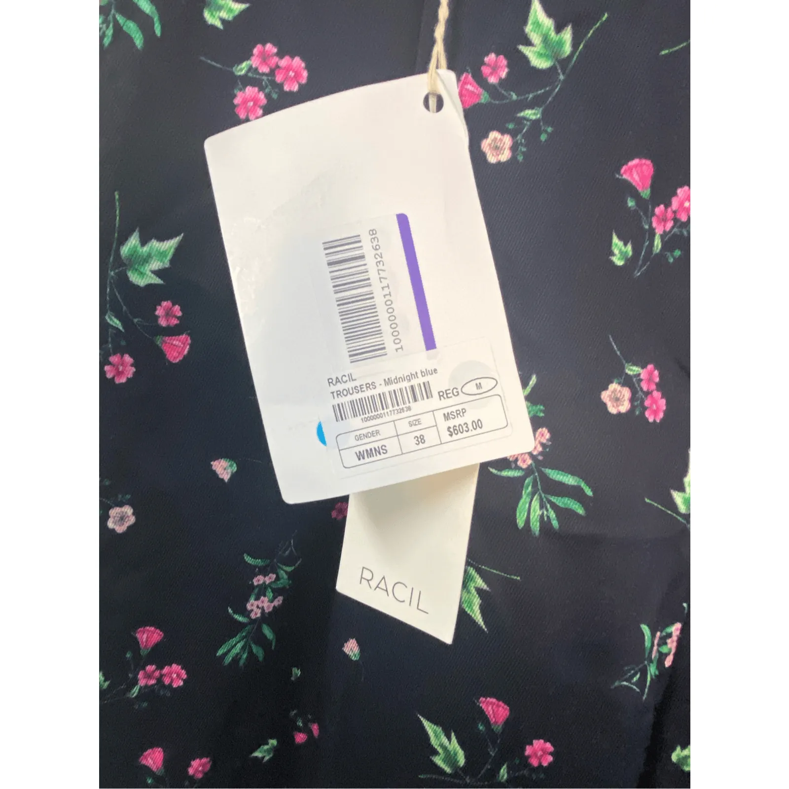 Racil NWT Mama High Waist Floral Print Trousers in Midnight Blue Sz FR 38/US 10 - Image 6