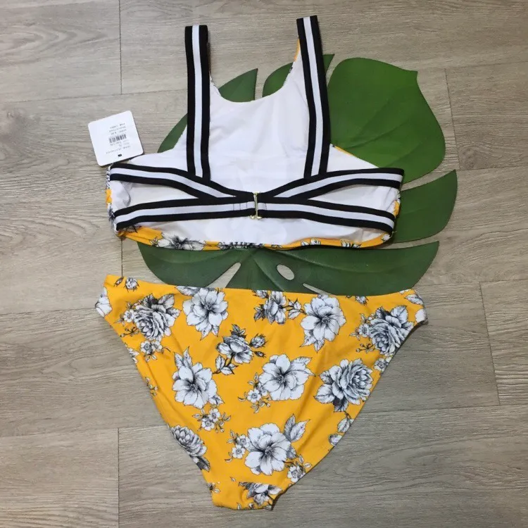 NWT MSRP $80 Yellow Black Bikini Set New Swim New With Tags - Image 2