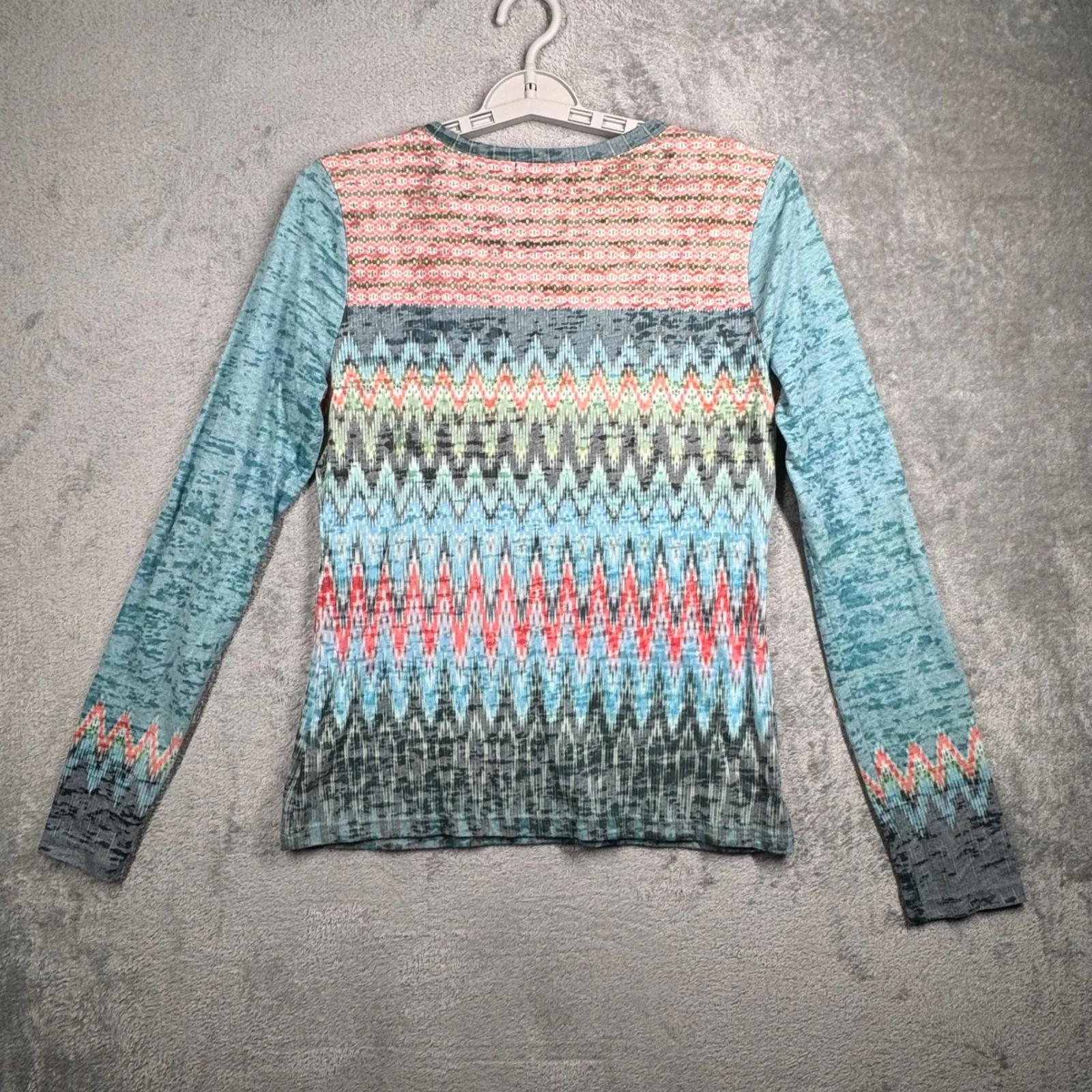 Prana Shirt Zig Zag Aztec Pullover Top Lightweight Boho Chic Outdoors Layering - Image 3