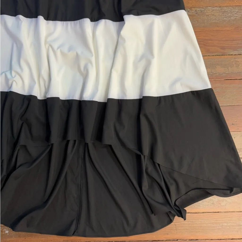 Gracia Black White Striped Cutout Waist Formal Maxi Dress Size Small 🧡🍄 - Image 8