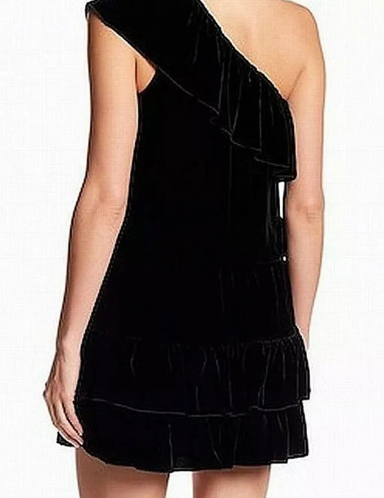 Joie Velvet One-Shoulder Ruffled Dress $329 - Image 2