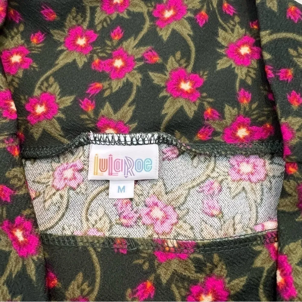 Lularoe Cassie Pencil Skirt Green Pink Floral - Image 9